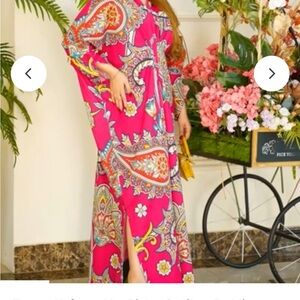 Vibrant Pink Paisley Maxi Dress